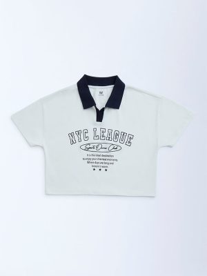 Y&F Kids White Text Detailed Cotton T-Shirt