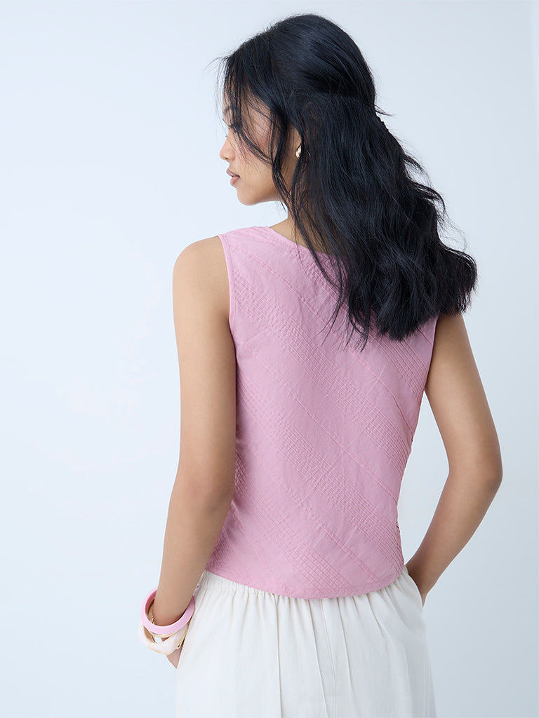 Bombay Paisley Pink Floral Embroidered Cotton Top - Image 4