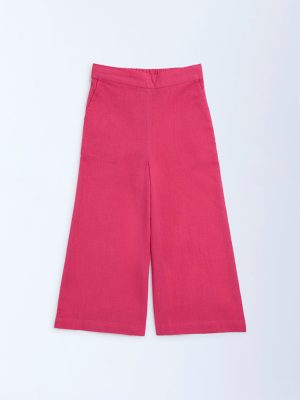 Utsa Kids Fuchsia Cotton-Blend Ethnic Pants - (2-8yrs)