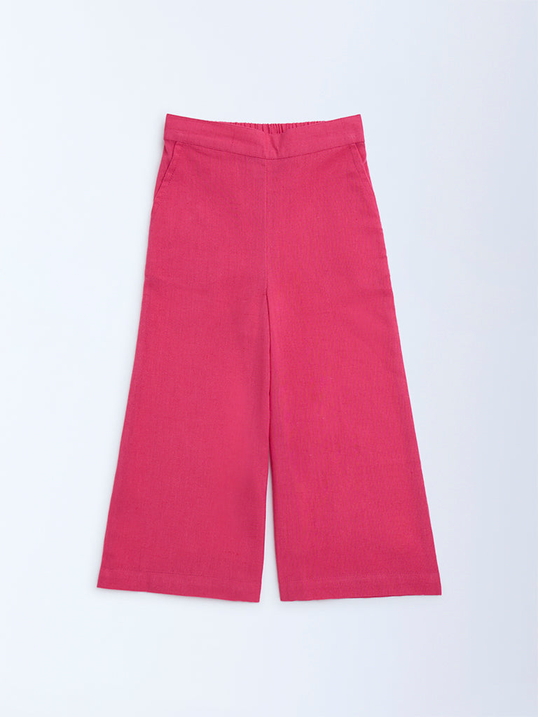 Utsa Kids Fuchsia Cotton-Blend Ethnic Pants - (2-8yrs)