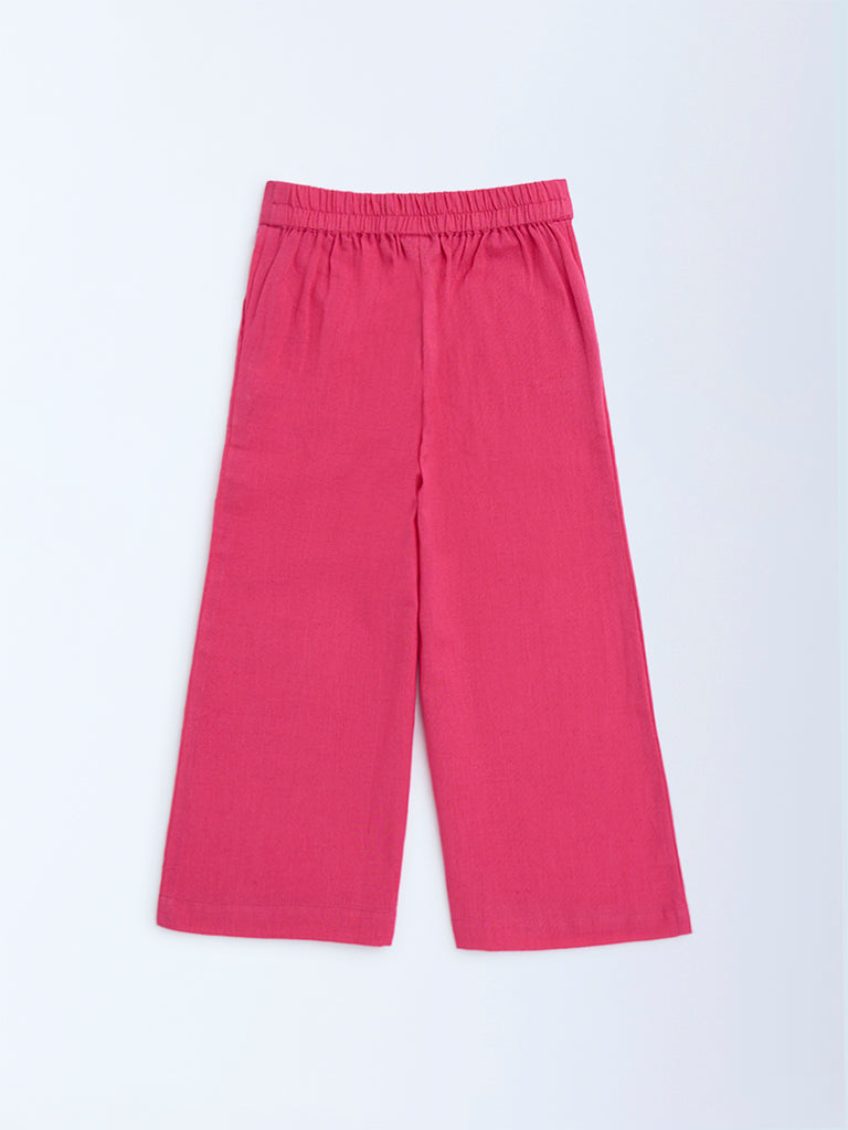 Utsa Kids Fuchsia Cotton-Blend Ethnic Pants - (2-8yrs) - Image 2