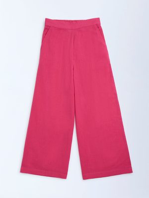 Utsa Kids Fuchsia Cotton-Blend Ethnic Pants - (8-14yrs)