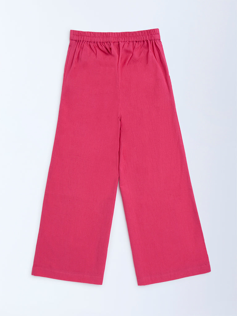 Utsa Kids Fuchsia Cotton-Blend Ethnic Pants - (8-14yrs) - Image 2