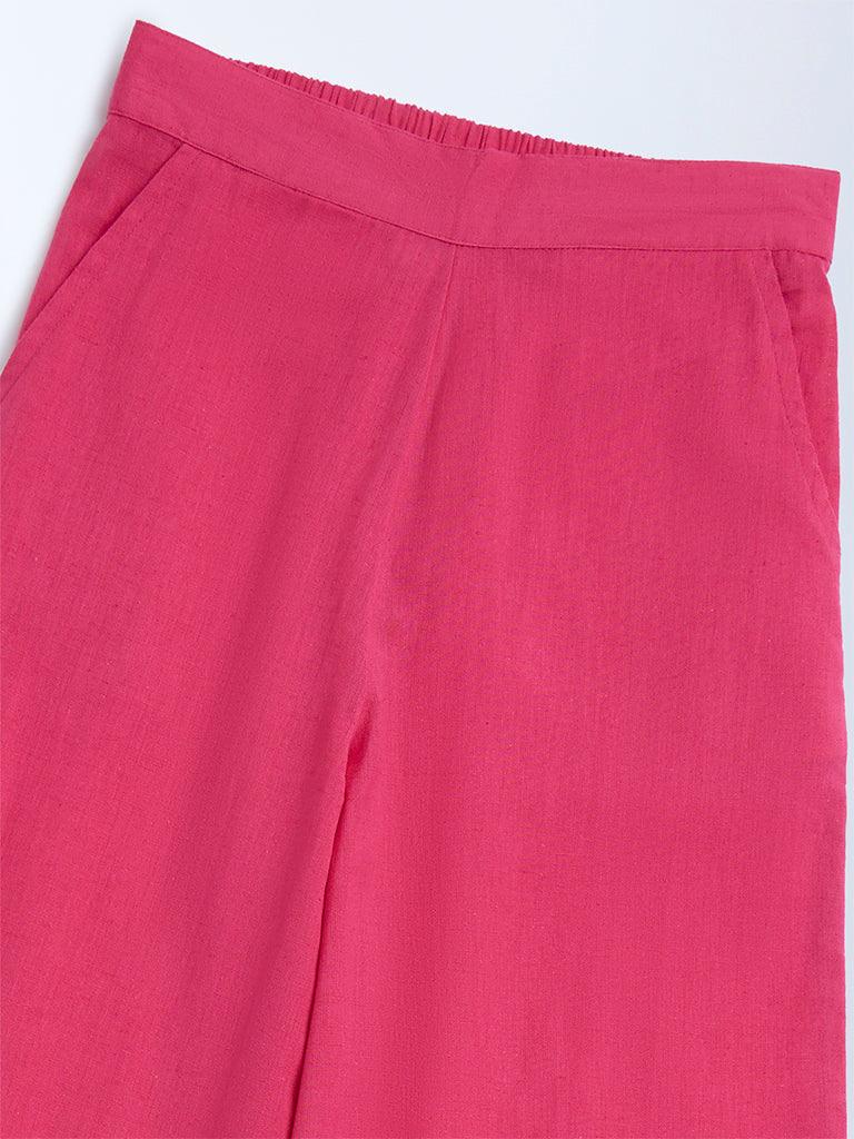 Utsa Kids Fuchsia Cotton-Blend Ethnic Pants - (8-14yrs) - Image 3