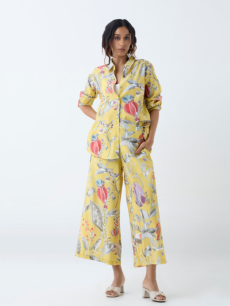 Utsa Yellow Botanical Design Ethnic Tunic - Image 2