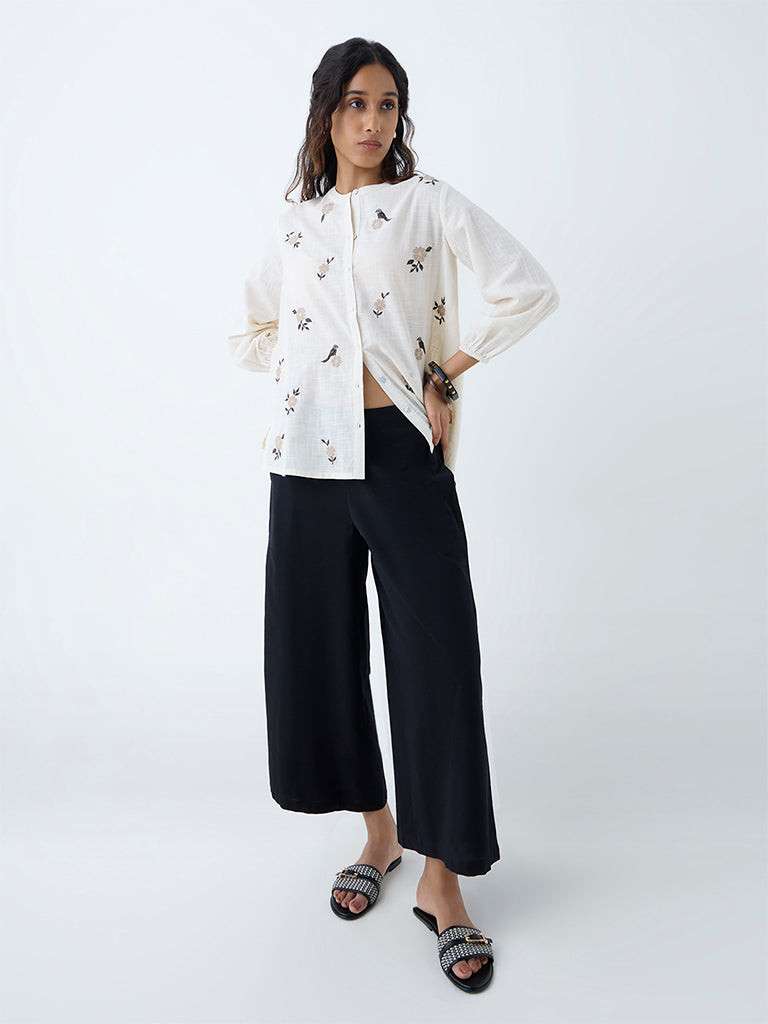 Utsa Black Solid Cotton-Blend Ethnic Pants - Image 2