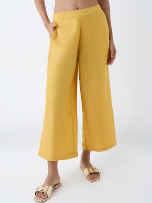 Utsa Yellow Shimmer-Detailed Ethnic Pants