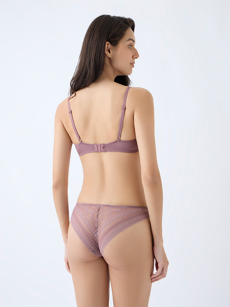 Wunderlove Dusty Pink Lace Detailed Underwired Bra - Image 4