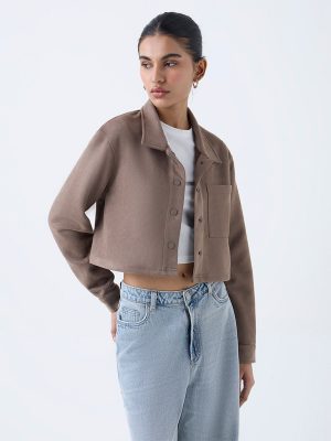 Nuon Taupe Faux-Suede Jacket