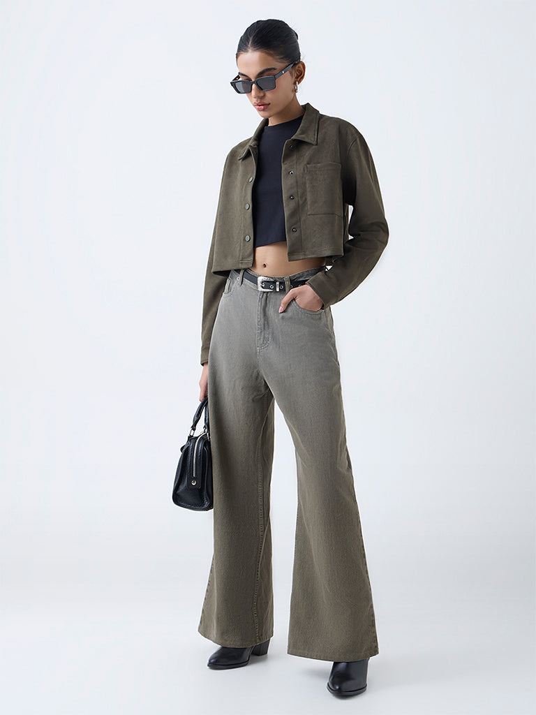 Nuon Olive Faux-Suede Jacket - Image 2