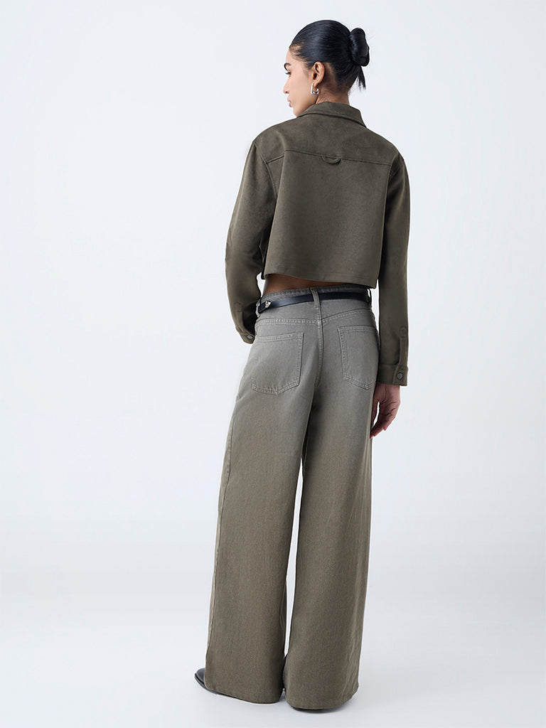 Nuon Olive Faux-Suede Jacket - Image 4