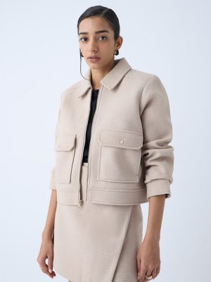 Wardrobe Beige Faux Suede Jacket