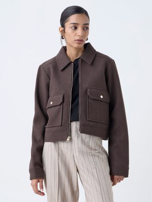 Wardrobe Dark Brown Solid Jacket