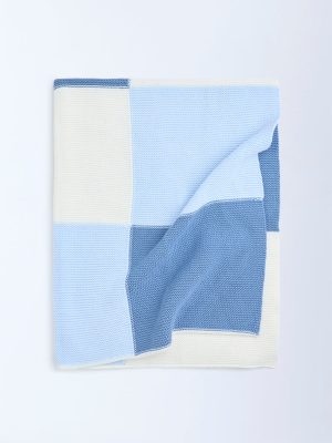 HOP Baby Blue Patchwork Detailed Cotton Blanket