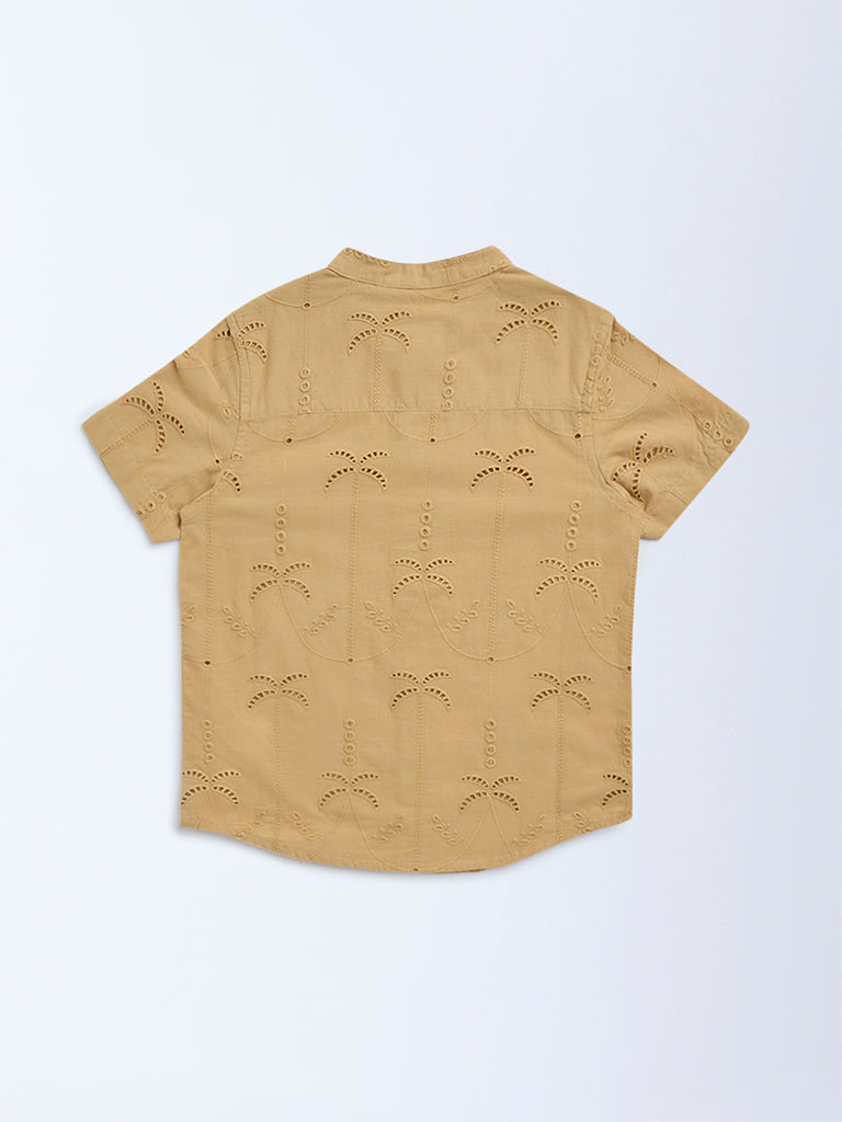 HOP Kids Mustard Tropical-Inspired Cotton Shirt - Image 2