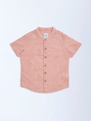 HOP Kids Dusty Pink Embroidered Cotton Shirt