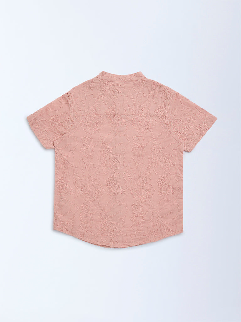 HOP Kids Dusty Pink Embroidered Cotton Shirt - Image 2