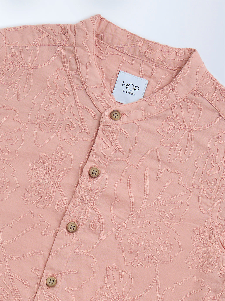 HOP Kids Dusty Pink Embroidered Cotton Shirt - Image 3