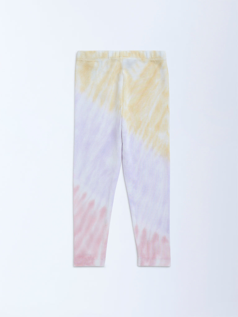 HOP Kids Multicolour Tie-Dye High-Rise Cotton-Blend Leggings - Image 3