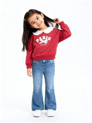HOP Kids Red Typographic Cotton Sweatshirt