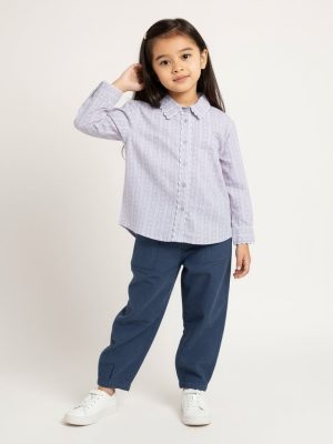 HOP Kids Lilac Stripe Printed Cotton Shirt