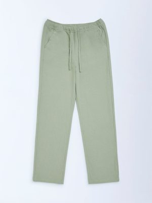 Y&F Kids Sage Solid Mid-Rise Cotton Pants