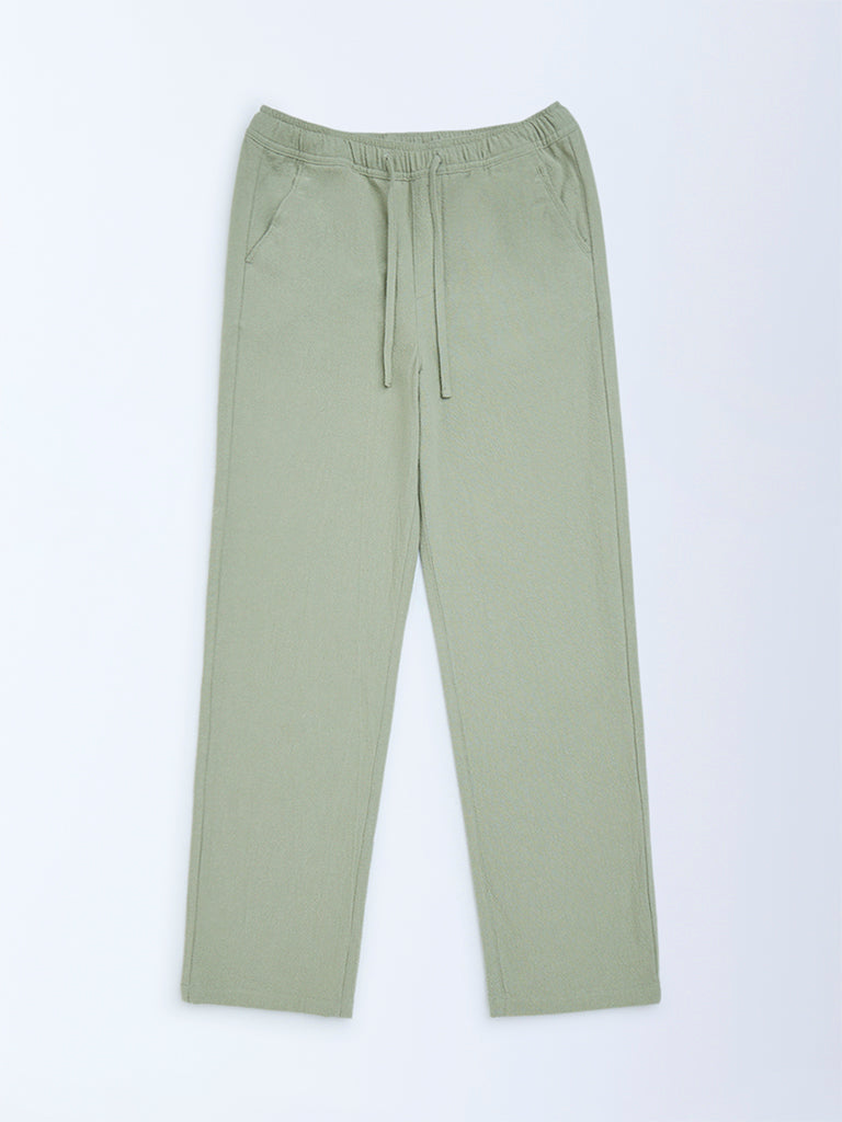 Y&F Kids Sage Solid Mid-Rise Cotton Pants