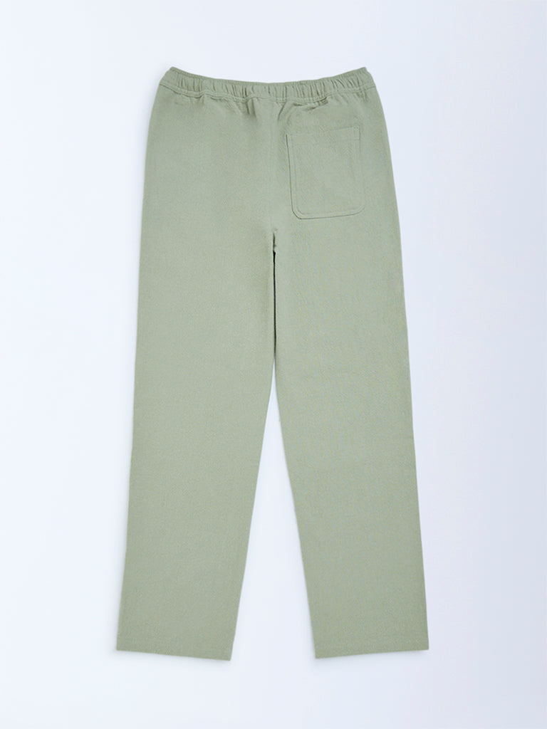 Y&F Kids Sage Solid Mid-Rise Cotton Pants - Image 2