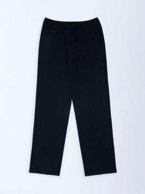 Y&F Kids Black Solid Mid-Rise Cotton Pants