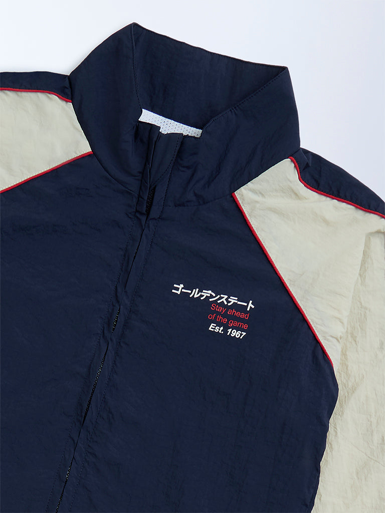 Y&F Kids Navy Colour-Blocked Jacket - Image 3