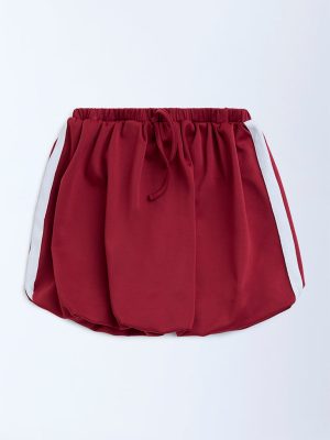 Y&F Kids Red Striped High-Rise Balloon Skirt