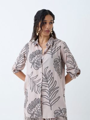 Utsa Beige Bandhani Leaf Design Ethnic Tunic