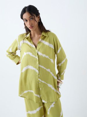 Utsa Lime Tie-Dye Design Tunic