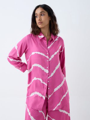 Utsa Pink Tie-Dye Patterned Tunic