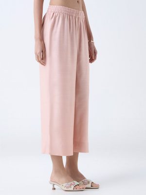 Zuba Dusty Pink Solid Ethnic Pants