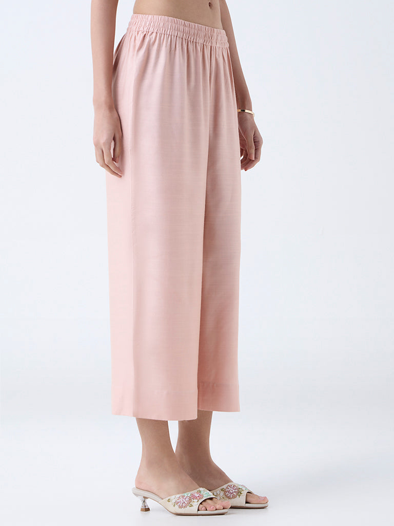 Zuba Dusty Pink Solid Ethnic Pants