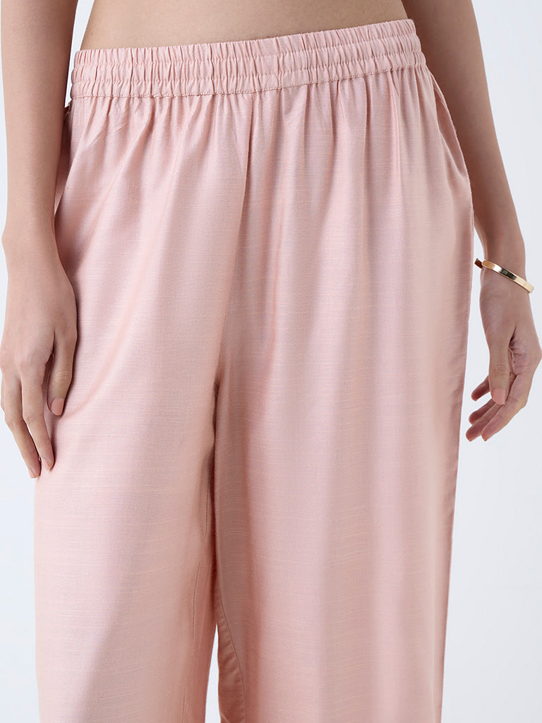Zuba Dusty Pink Solid Ethnic Pants - Image 3
