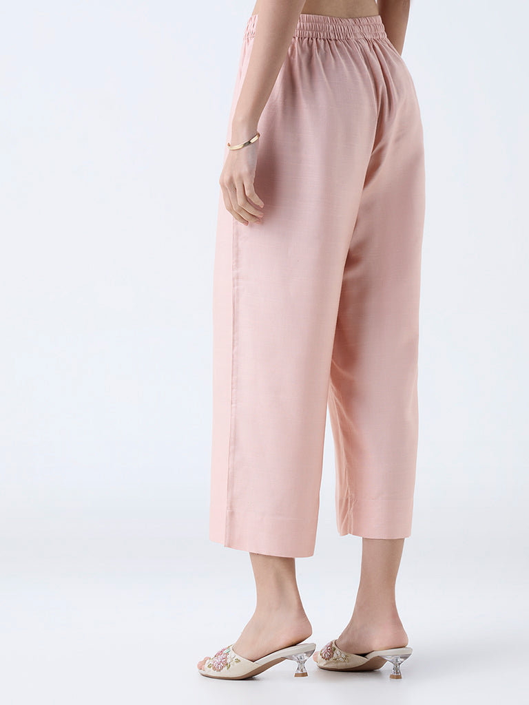 Zuba Dusty Pink Solid Ethnic Pants - Image 4
