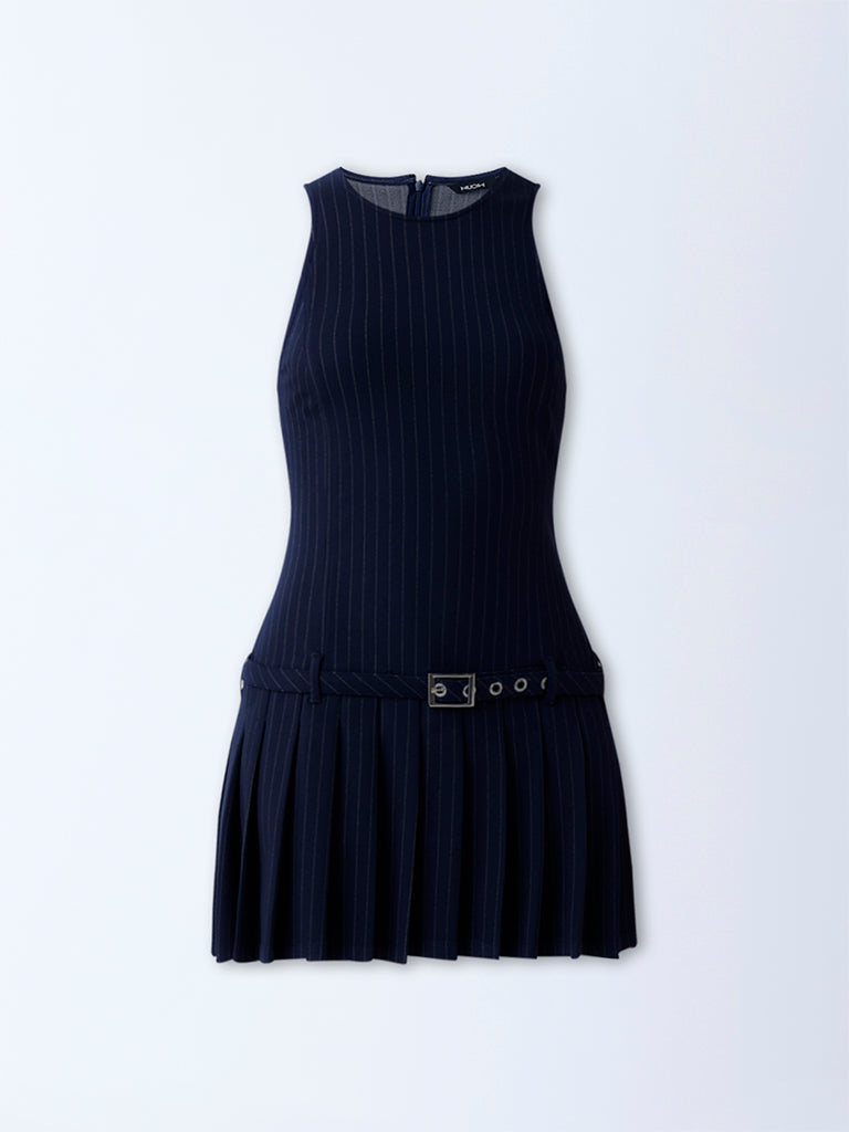 Nuon Navy Stripe Drop-Waist Dress with Belt - Image 5