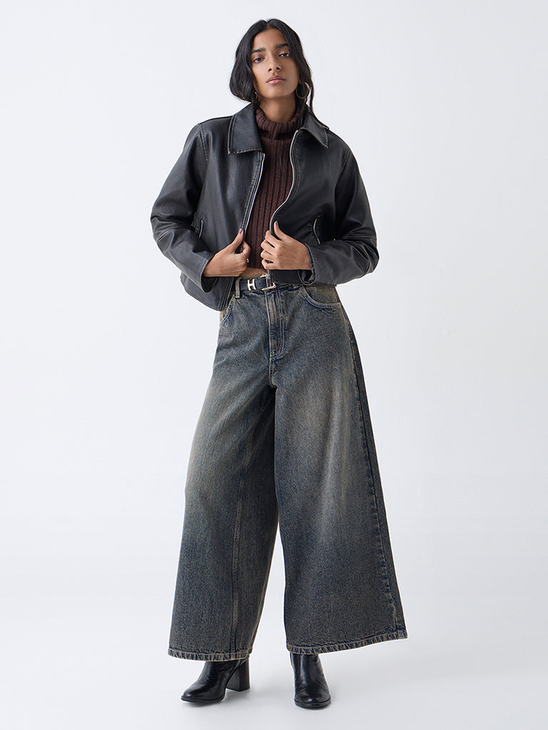 Nuon Brown Faux-Leather Jacket - Image 2