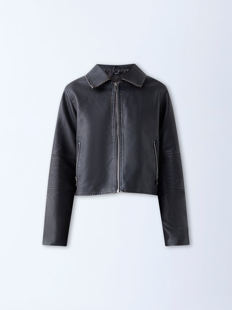 Nuon Brown Faux-Leather Jacket - Image 5