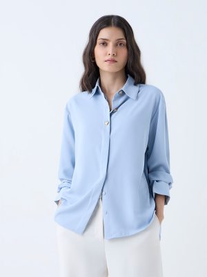 Wardrobe Light Blue Embellished Shirt
