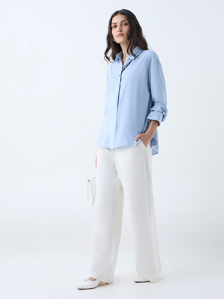 Wardrobe Light Blue Embellished Shirt - Image 2