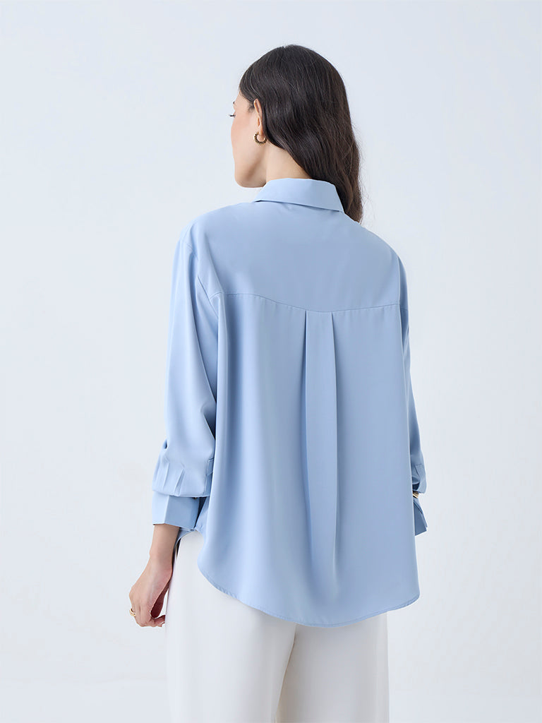 Wardrobe Light Blue Embellished Shirt - Image 4