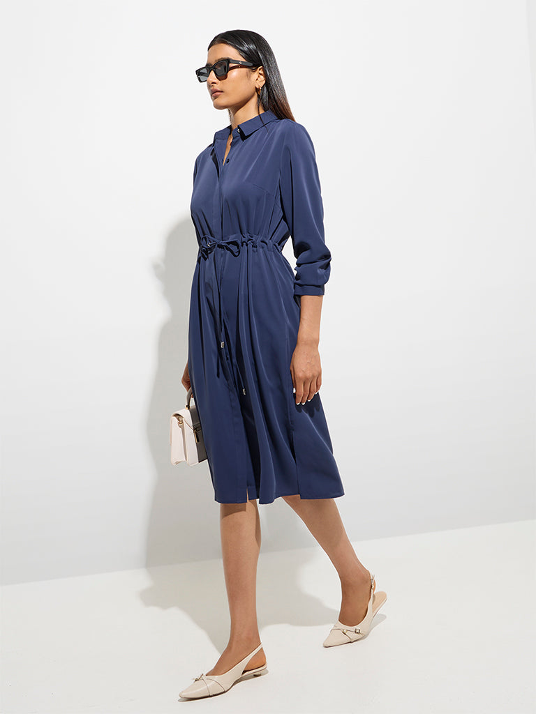 Wardrobe Navy Solid Shirt Dress - Image 2