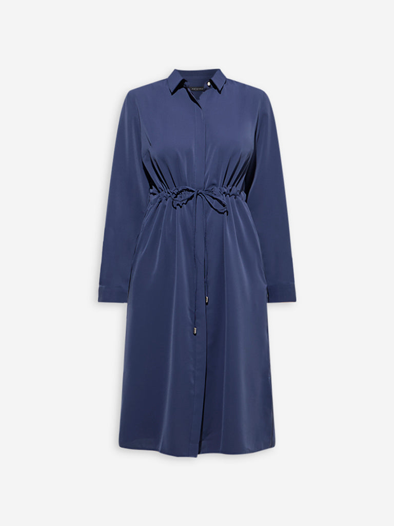 Wardrobe Navy Solid Shirt Dress - Image 5