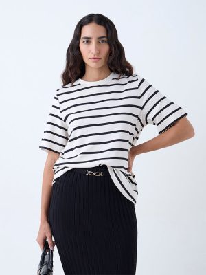 Wardrobe Off-White Striped T-Shirt