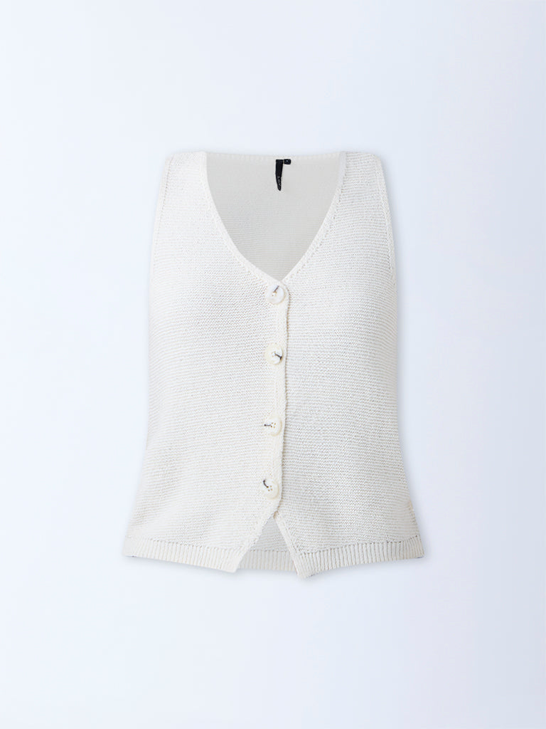LOV White Knit-Textured Top - Image 5