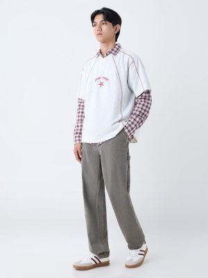 Nuon Grey Solid Relaxed-Fit Mid-Rise Jeans