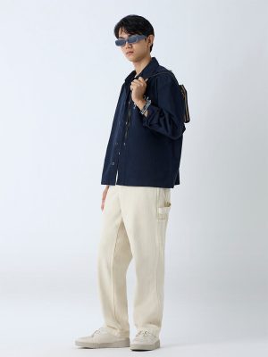 Nuon Beige Relaxed-Fit Mid-Rise Jeans